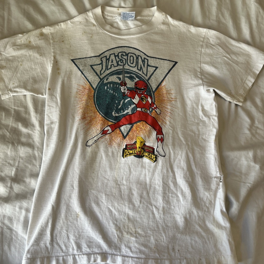 Vintage 1994 Power Rangers Red Ranger Jason T-Shirt All Sport USA Made White M